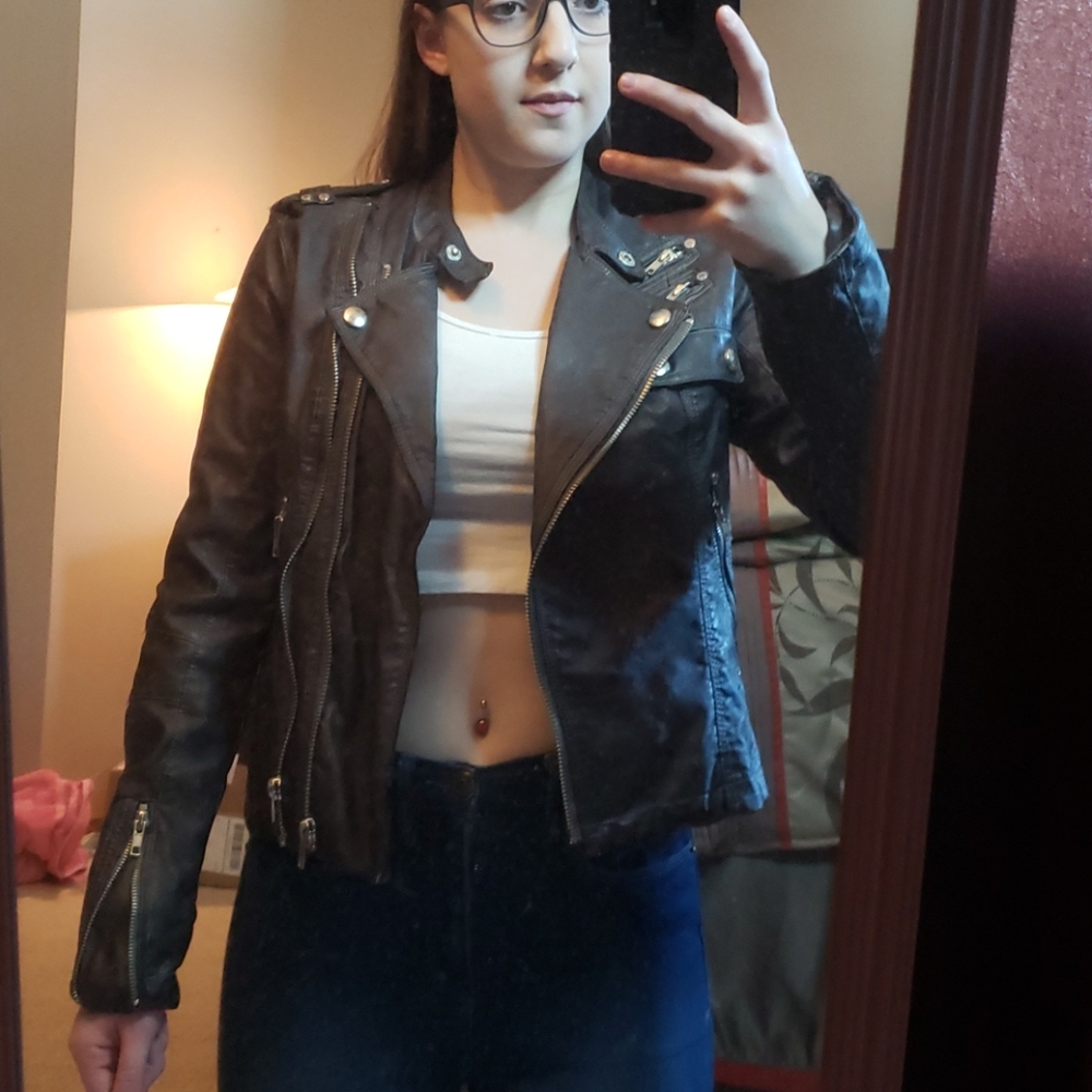 Brown faux leather jacket